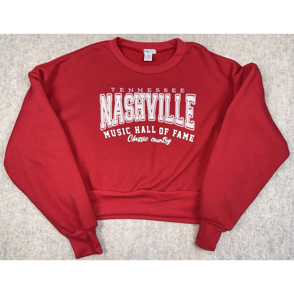 Rue 21 Women’s Size M Cropped Crew Neck Sweatshirt Nashville Red
